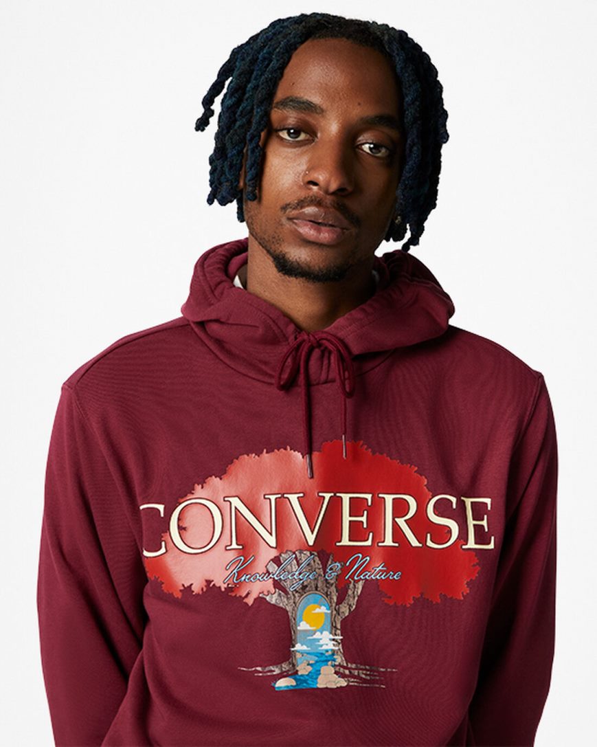 Moletom Com Capuz Converse Tree of Life Pullover Masculino Vermelhas Escuro | PT S004T75